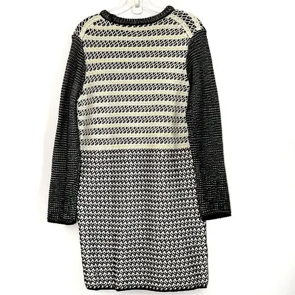 Proenza Schouler Sweater Dress Black White Geometric Knit - Medium - Picture 2 of 7